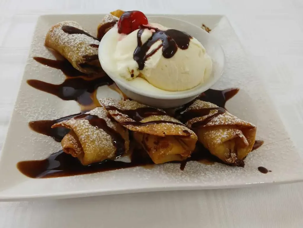 Fried Flan with Ice Cream