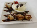 Fried Flan with Ice Cream
